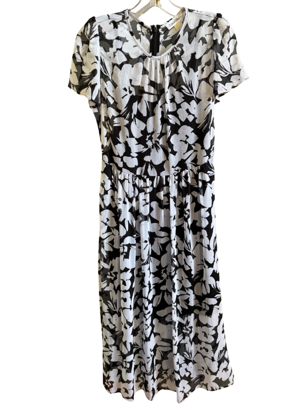 Calvin Klein Lined Sheer Midi Dress-Small